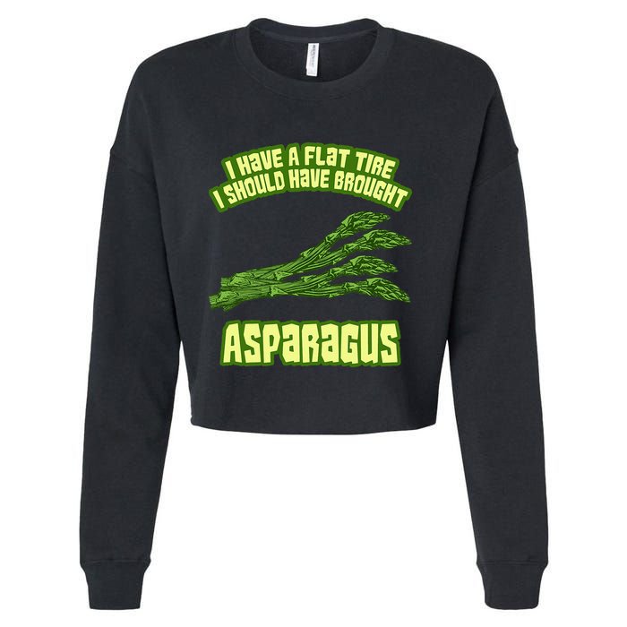 Flat Tire Asparagus Vegan Vegetarian Vegetables Funny Cropped Pullover Crew