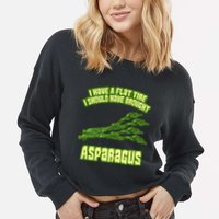 Flat Tire Asparagus Vegan Vegetarian Vegetables Funny Cropped Pullover Crew