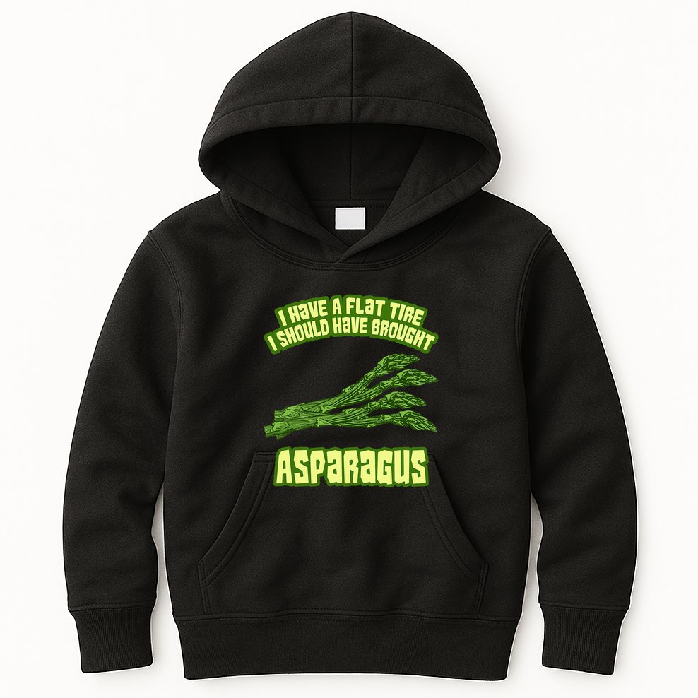Flat Tire Asparagus Vegan Vegetarian Vegetables Funny Kids Hoodie