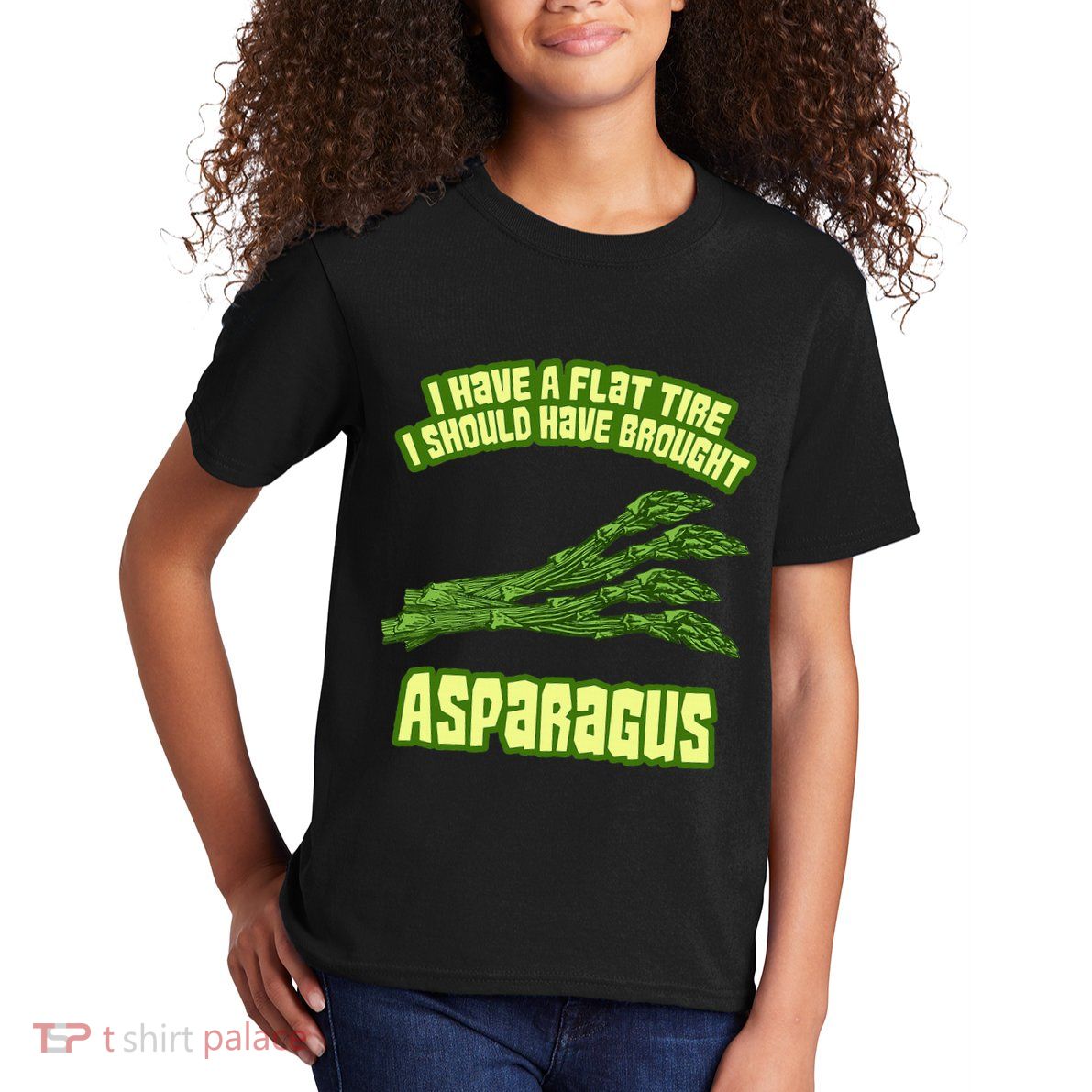 Flat Tire Asparagus Vegan Vegetarian Vegetables Funny Kids T-Shirt