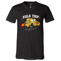 Field Trip Anyone Field Day Teacher Student School Funny Bus V-Neck T-Shirt