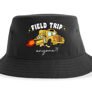 Field Trip Anyone Field Day Teacher Student School Funny Bus Sustainable Bucket Hat