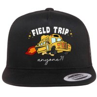 Field Trip Anyone Field Day Teacher Student School Funny Bus Flat Bill Trucker Hat