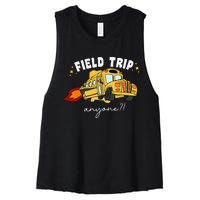 Field Trip Anyone Field Day Teacher Student School Funny Bus Women's Racerback Cropped Tank