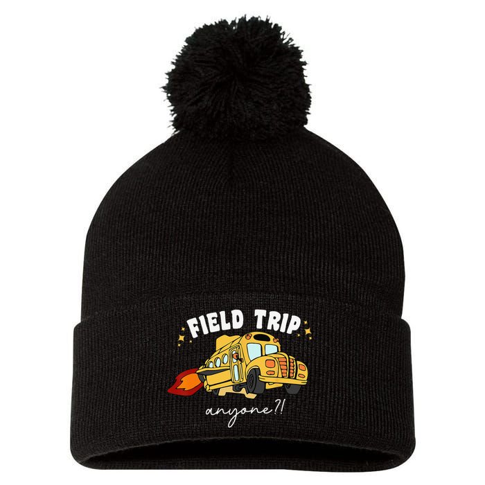 Field Trip Anyone Field Day Teacher Student School Funny Bus Pom Pom 12in Knit Beanie