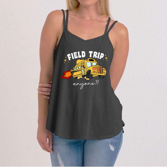 Field Trip Anyone Field Day Teacher Student School Funny Bus Women's Strappy Tank