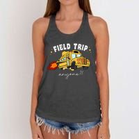 Field Trip Anyone Field Day Teacher Student School Funny Bus Women's Knotted Racerback Tank