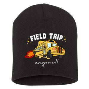 Field Trip Anyone Field Day Teacher Student School Funny Bus Short Acrylic Beanie