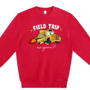 Field Trip Anyone Field Day Teacher Student School Funny Bus Premium Crewneck Sweatshirt