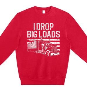 Funny Trucker Art Trucking Truck Driver Premium Crewneck Sweatshirt