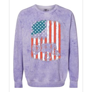 Farm Tractors American Flag Usa Patriotic Farming Rancher Colorblast Crewneck Sweatshirt