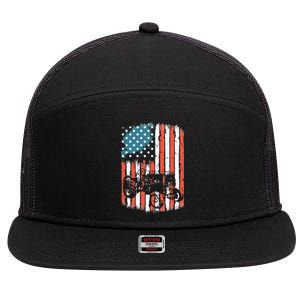 Farm Tractors American Flag Usa Patriotic Farming Rancher 7 Panel Mesh Trucker Snapback Hat