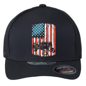 Farm Tractors American Flag Usa Patriotic Farming Rancher Flexfit Unipanel Trucker Cap