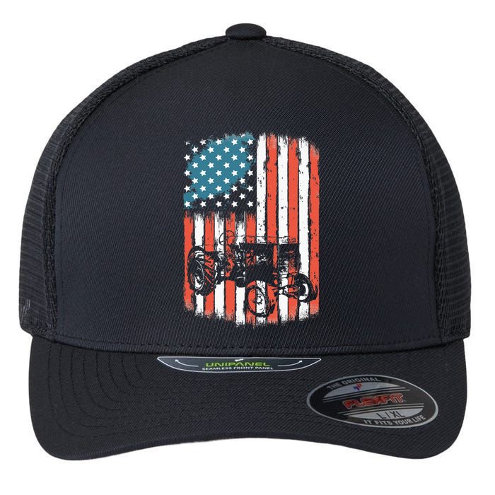 Farm Tractors American Flag Usa Patriotic Farming Rancher Flexfit Unipanel Trucker Cap