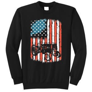 Farm Tractors American Flag Usa Patriotic Farming Rancher Sweatshirt