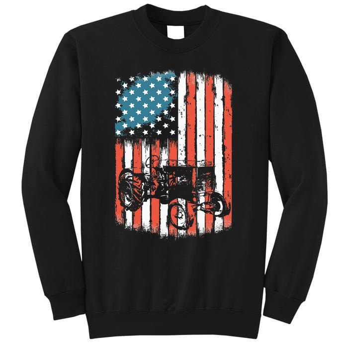 Farm Tractors American Flag Usa Patriotic Farming Rancher Sweatshirt