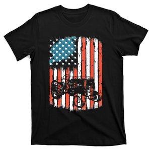 Farm Tractors American Flag Usa Patriotic Farming Rancher T-Shirt