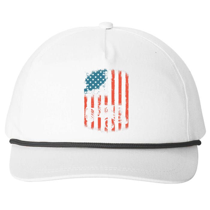 Farm Tractors American Flag Usa Patriotic Farming Rancher Snapback Five-Panel Rope Hat