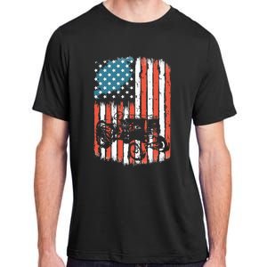 Farm Tractors American Flag Usa Patriotic Farming Rancher Adult ChromaSoft Performance T-Shirt