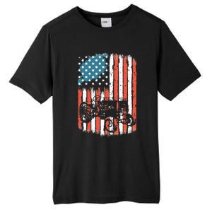 Farm Tractors American Flag Usa Patriotic Farming Rancher Tall Fusion ChromaSoft Performance T-Shirt