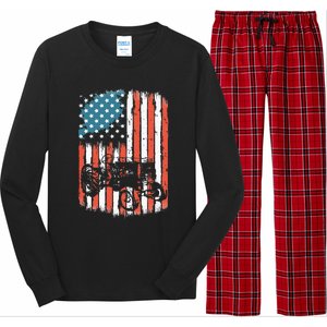 Farm Tractors American Flag Usa Patriotic Farming Rancher Long Sleeve Pajama Set