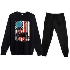 Farm Tractors American Flag Usa Patriotic Farming Rancher Premium Crewneck Sweatsuit Set