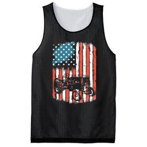 Farm Tractors American Flag Usa Patriotic Farming Rancher Mesh Reversible Basketball Jersey Tank