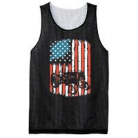 Farm Tractors American Flag Usa Patriotic Farming Rancher Mesh Reversible Basketball Jersey Tank