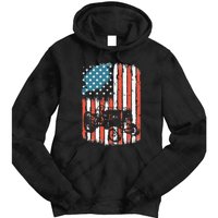 Farm Tractors American Flag Usa Patriotic Farming Rancher Tie Dye Hoodie