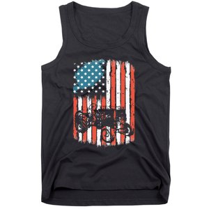 Farm Tractors American Flag Usa Patriotic Farming Rancher Tank Top