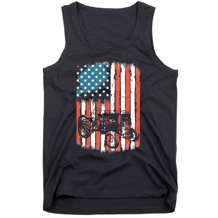 Farm Tractors American Flag Usa Patriotic Farming Rancher Tank Top