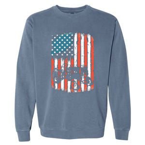 Farm Tractors American Flag Usa Patriotic Farming Rancher Garment-Dyed Sweatshirt