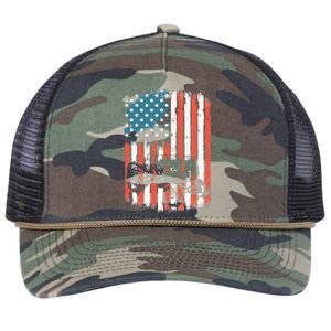 Farm Tractors American Flag Usa Patriotic Farming Rancher Retro Rope Trucker Hat Cap