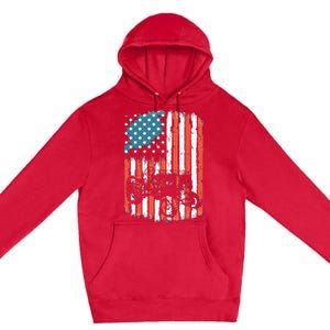 Farm Tractors American Flag Usa Patriotic Farming Rancher Premium Pullover Hoodie