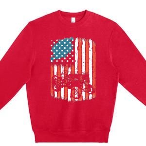 Farm Tractors American Flag Usa Patriotic Farming Rancher Premium Crewneck Sweatshirt