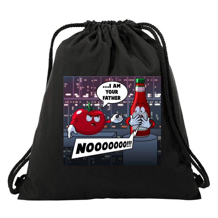 Funny Tomato And Ketchup I Am Your Father Drawstring Bag