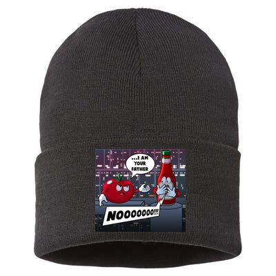 Funny Tomato And Ketchup I Am Your Father Sustainable Knit Beanie