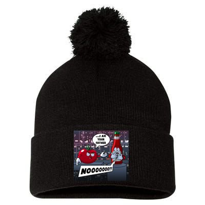 Funny Tomato And Ketchup I Am Your Father Pom Pom 12in Knit Beanie