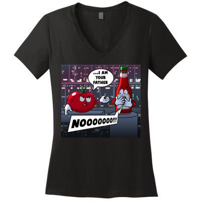Funny Tomato And Ketchup I Am Your Father Women's V-Neck T-Shirt