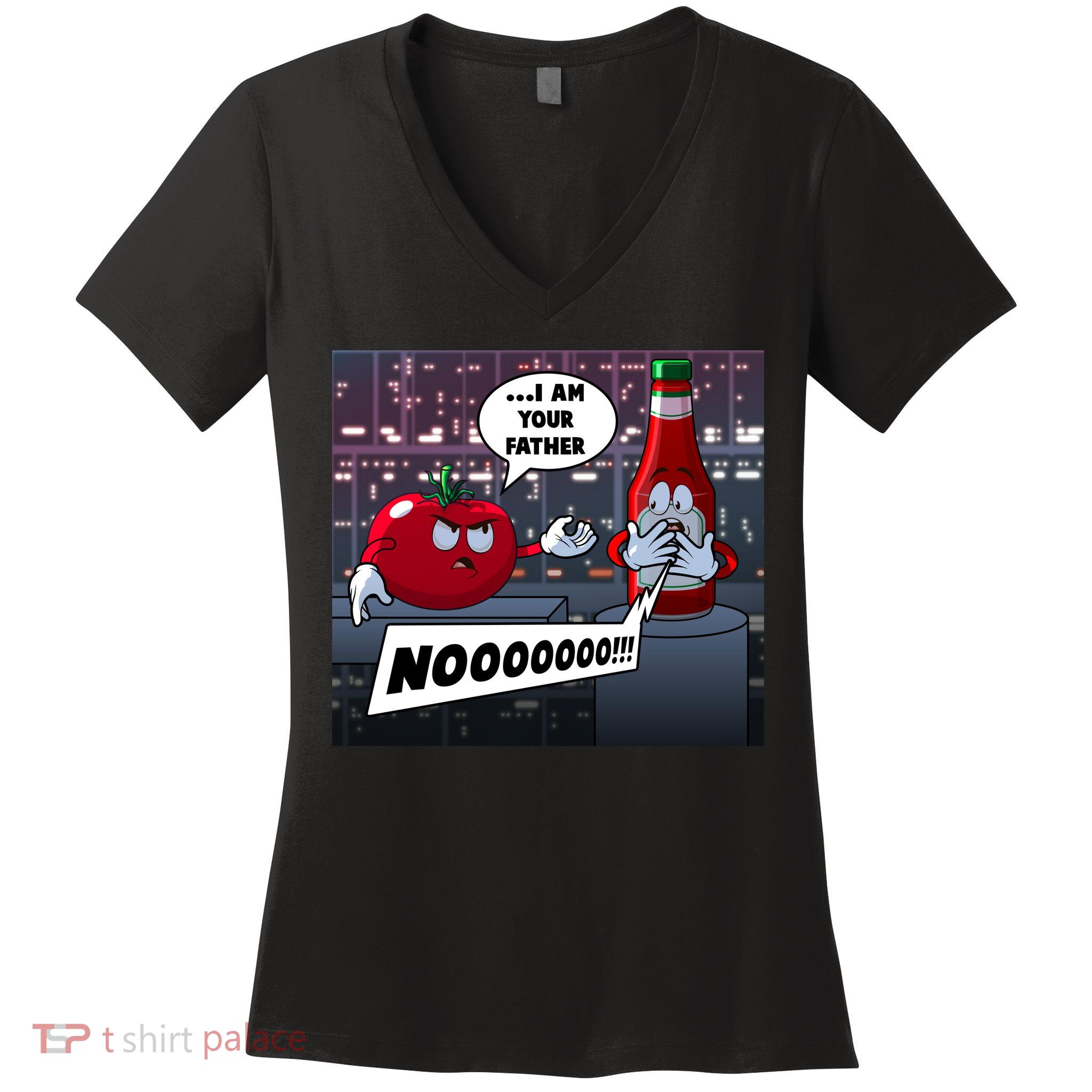 Funny Tomato And Ketchup I Am Your Father Women's V-Neck T-Shirt