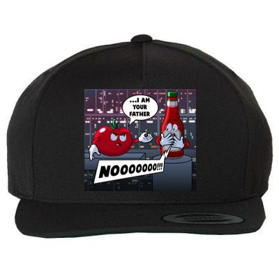 Funny Tomato And Ketchup I Am Your Father Wool Snapback Cap