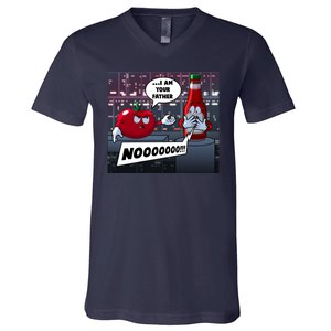 Funny Tomato And Ketchup I Am Your Father V-Neck T-Shirt