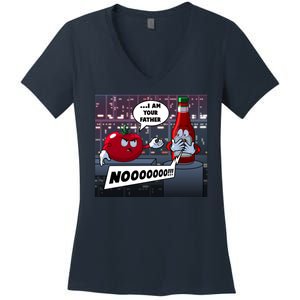 Funny Tomato And Ketchup I Am Your Father Women's V-Neck T-Shirt