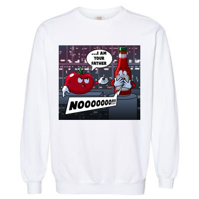 Funny Tomato And Ketchup I Am Your Father Garment-Dyed Sweatshirt