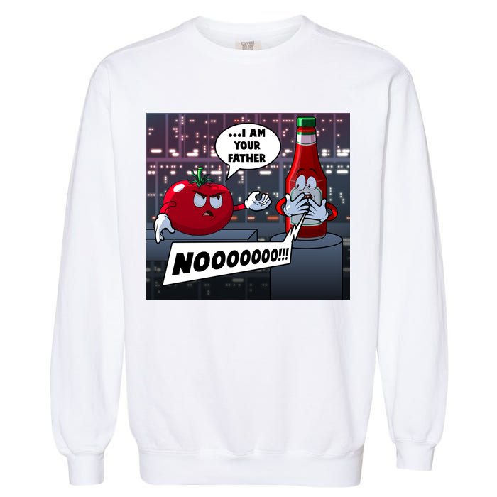 Funny Tomato And Ketchup I Am Your Father Garment-Dyed Sweatshirt