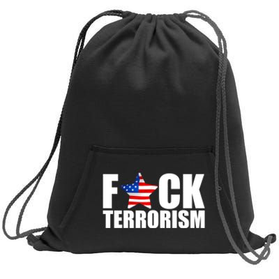 Fuck Terrorists! American Flag Star Sweatshirt Cinch Pack Bag