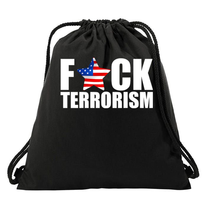 Fuck Terrorists! American Flag Star Drawstring Bag