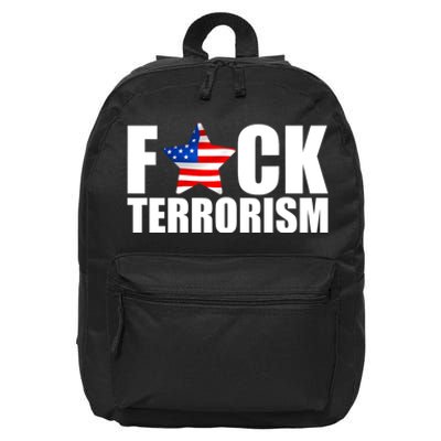 Fuck Terrorists! American Flag Star 16 in Basic Backpack