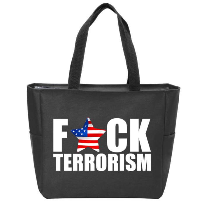 Fuck Terrorists! American Flag Star Zip Tote Bag