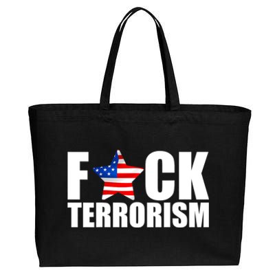 Fuck Terrorists! American Flag Star Cotton Canvas Jumbo Tote